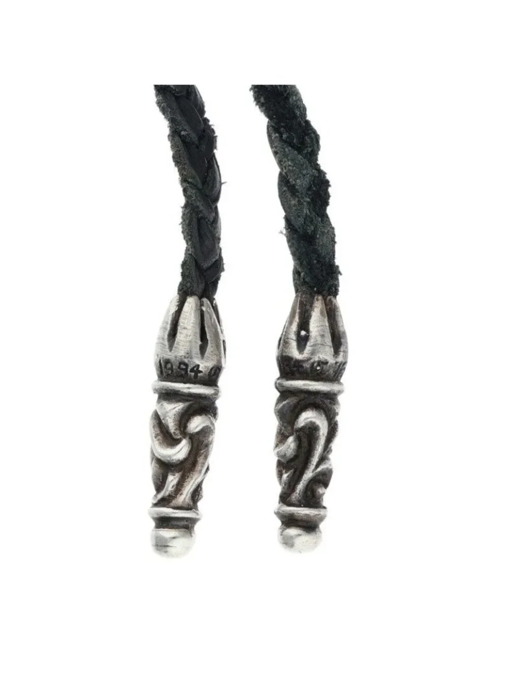 Chrome Hearts Leather Braid Large Scroll Blade Necklace